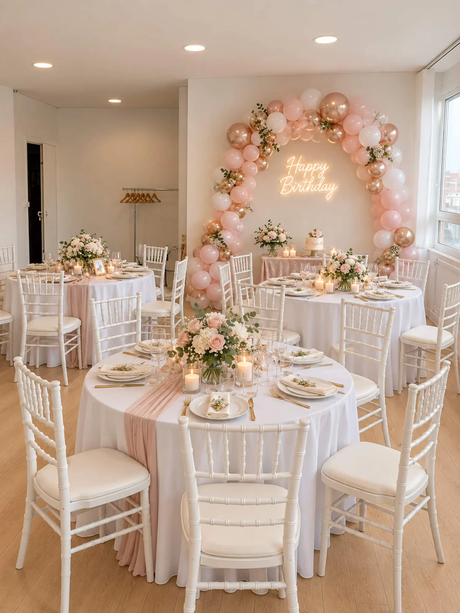 Arche de ballons roses pour un anniversaire
